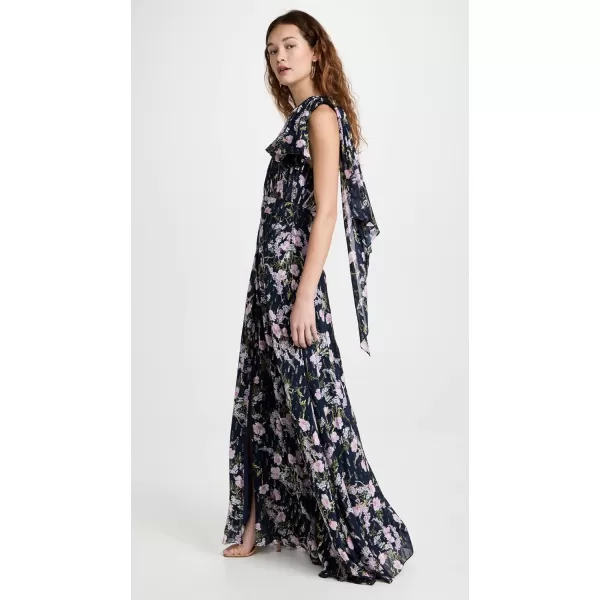 Shoshanna Womens Shosanna Caprina OneShoulder Printed Floral Maxi DressNavyLavender Multi