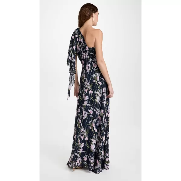 Shoshanna Womens Shosanna Caprina OneShoulder Printed Floral Maxi DressNavyLavender Multi