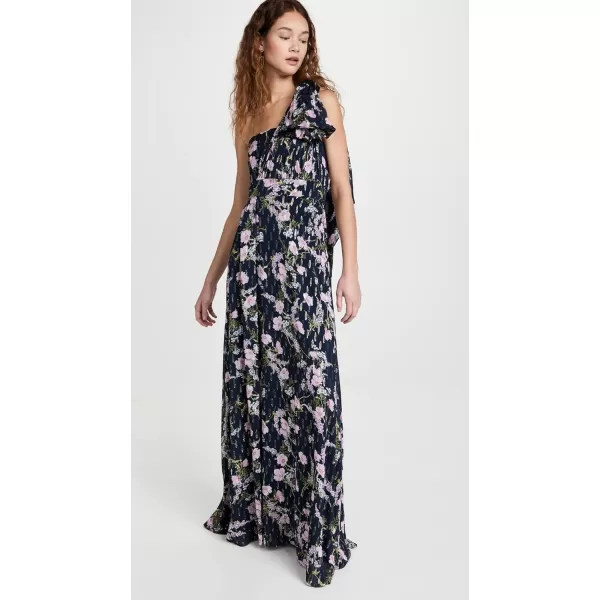 Shoshanna Womens Shosanna Caprina OneShoulder Printed Floral Maxi DressNavyLavender Multi