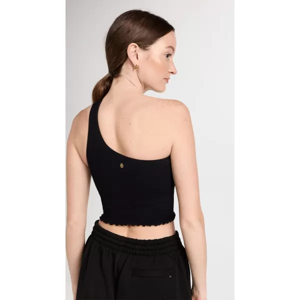 Spiritual Gangster Womens Luna One Shoulder Seamless TankBlack