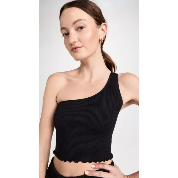 Spiritual Gangster Womens Luna One Shoulder Seamless TankBlack