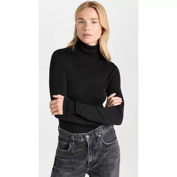 Splendid 1x1 Rib Long Sleeve Turtleneck ShirtBlack