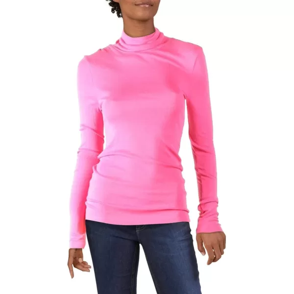 Splendid 1x1 Rib Long Sleeve Turtleneck Tee TShirtPink Nebula