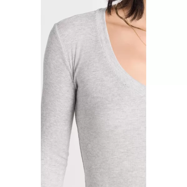 Splendid Womens 2x1 Rib Long Sleeve VNeck TShirtHeather Grey