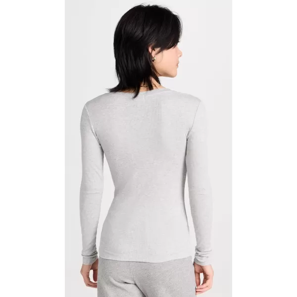 Splendid Womens 2x1 Rib Long Sleeve VNeck TShirtHeather Grey