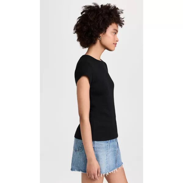 Splendid Womens Faye 1x1 Crew Neck TeeBlack