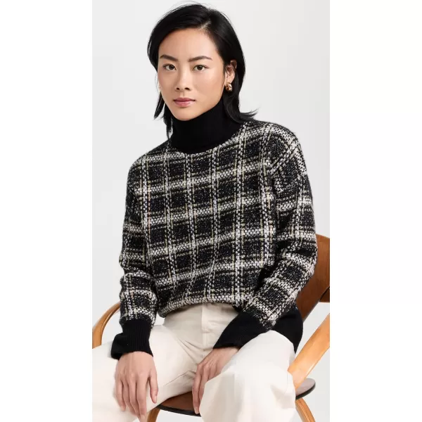 Splendid Womens Ginny Plaid TurtleneckBlack Plaid