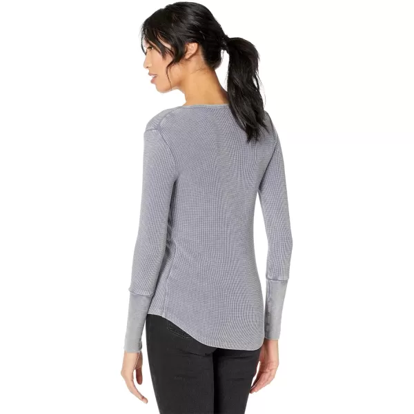 Splendid Womens Long Sleeve Thermal Henley ShirtAsh Navy