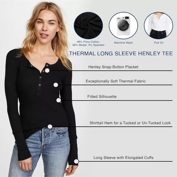 Splendid Womens Long Sleeve Thermal Henley ShirtOlive Branch