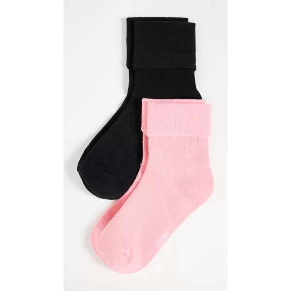 Stems Womens 2 Pack Cozy Lounge SocksBlushBlack