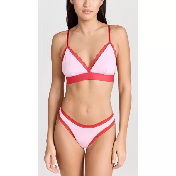 Stripe amp Stare Womens Lace BralettePinkRed