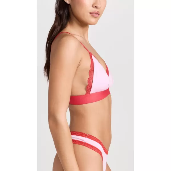 Stripe amp Stare Womens Lace BralettePinkRed