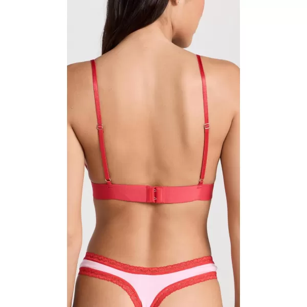 Stripe amp Stare Womens Lace BralettePinkRed