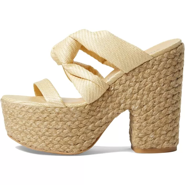 Stuart Weitzman Womens 145mm Playa So High Knot Platform SlidesWheatNatural