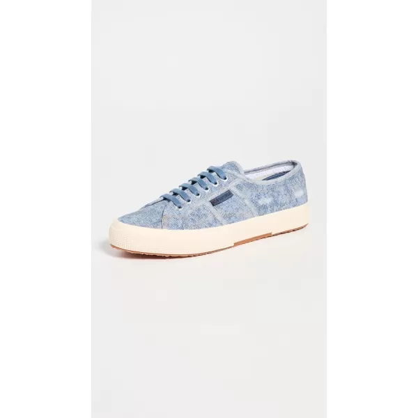 Superga Womens 2750 Denim Destroyed SneakersBlue Dustybeige Gardenia