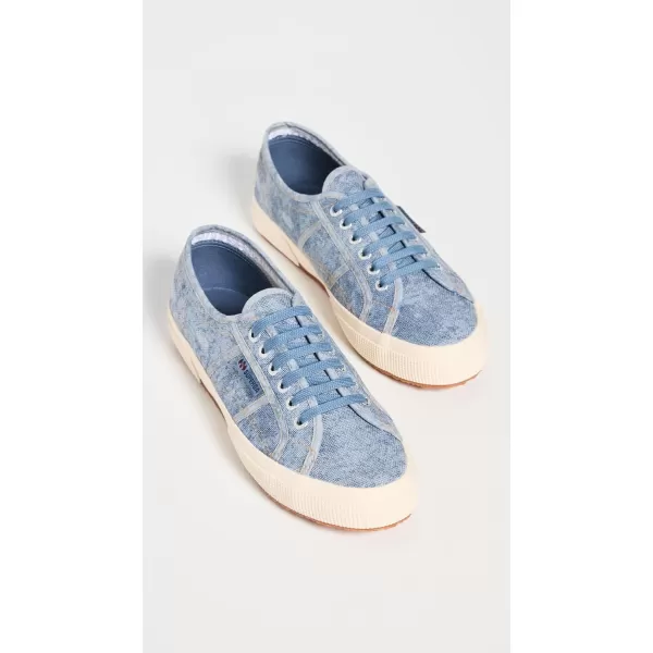 Superga Womens 2750 Denim Destroyed SneakersBlue Dustybeige Gardenia