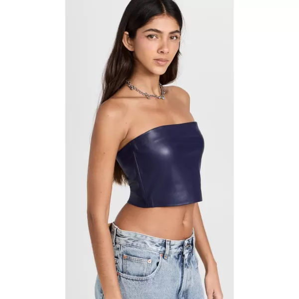 Susana Monaco Womens Faux Leather Crop Tube TopThunder