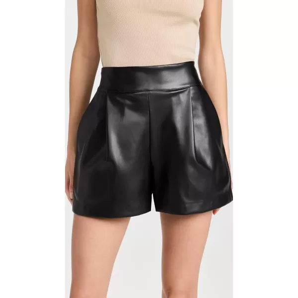 Susana Monaco Womens Faux Leather Pleated ShortsBlack