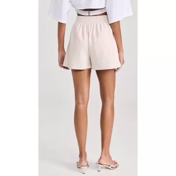 Susana Monaco Womens Faux Leather Pleated ShortsBlanched Almond