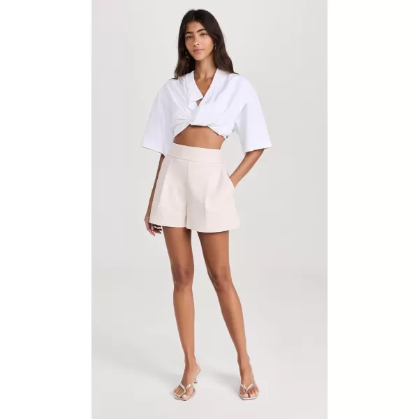 Susana Monaco Womens Faux Leather Pleated ShortsBlanched Almond