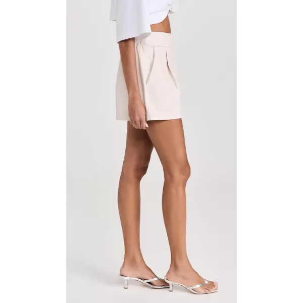 Susana Monaco Womens Faux Leather Pleated ShortsBlanched Almond