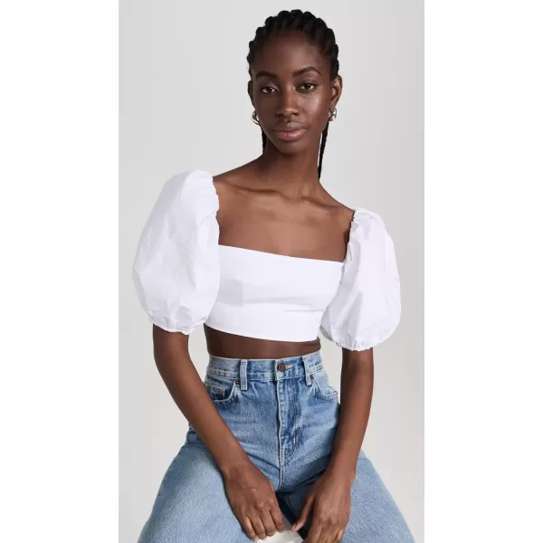 Susana Monaco Womens Poplin Puff Sleeve Crop TopSugar