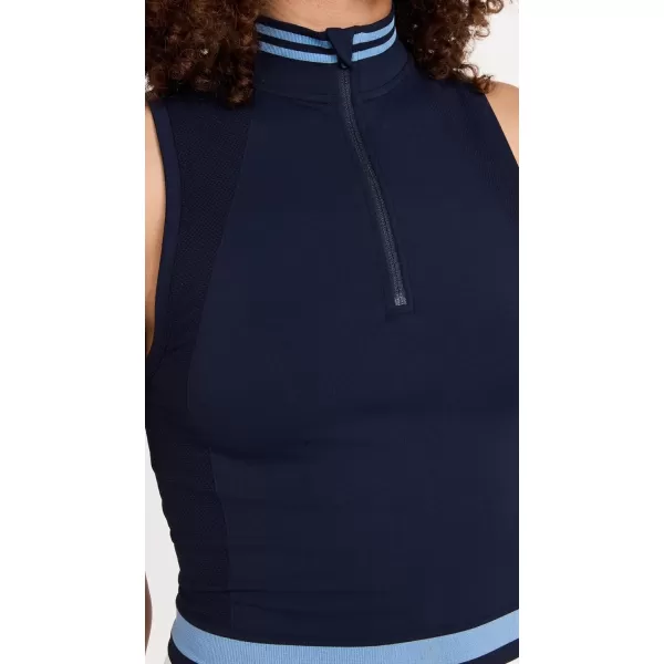 Sweaty Betty Womens Athlete Seamless Half Zip Workout TankNavy Blue