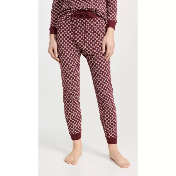 THE GREAT Womens Long John Pajama SetMaroon Frost Floral