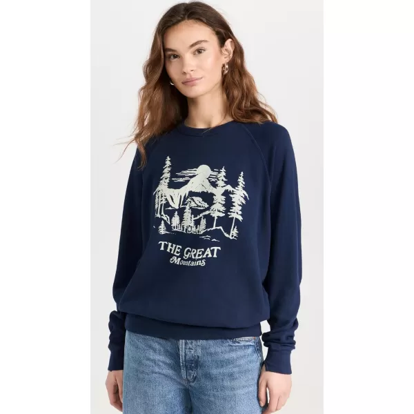 THE GREAT Womens The College Sweatshirt with Snowdrift GraphicTrue Navy