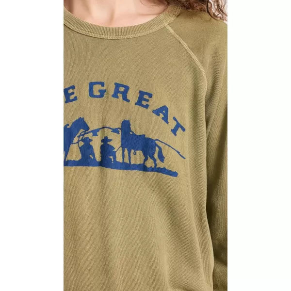 THE GREAT Womens The College SweatshirtWashed Fir Green