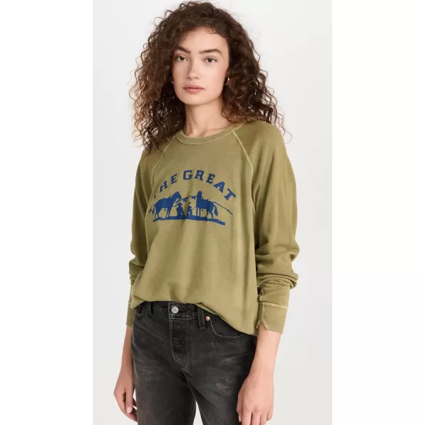 THE GREAT Womens The College SweatshirtWashed Fir Green