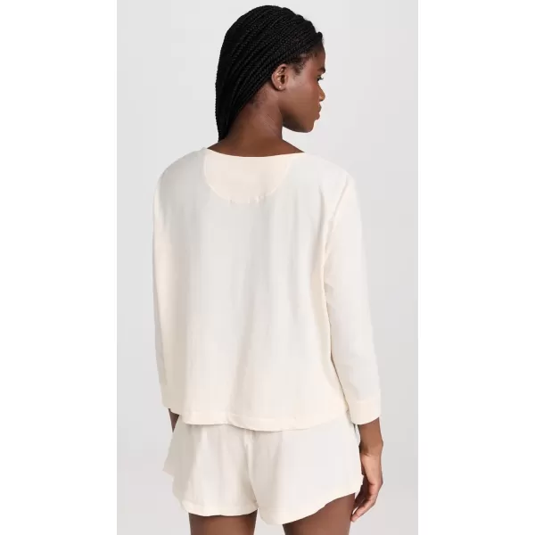 THE GREAT Womens The Crop Sleep HenleyWashed White