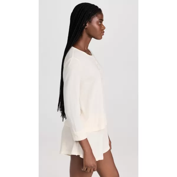 THE GREAT Womens The Crop Sleep HenleyWashed White