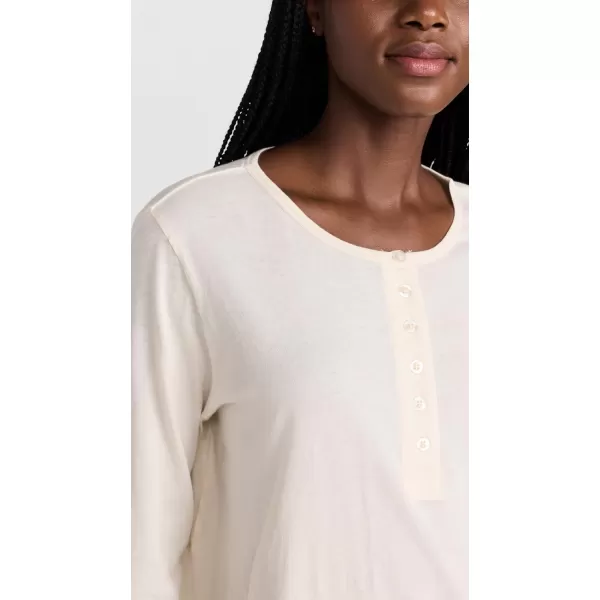 THE GREAT Womens The Crop Sleep HenleyWashed White