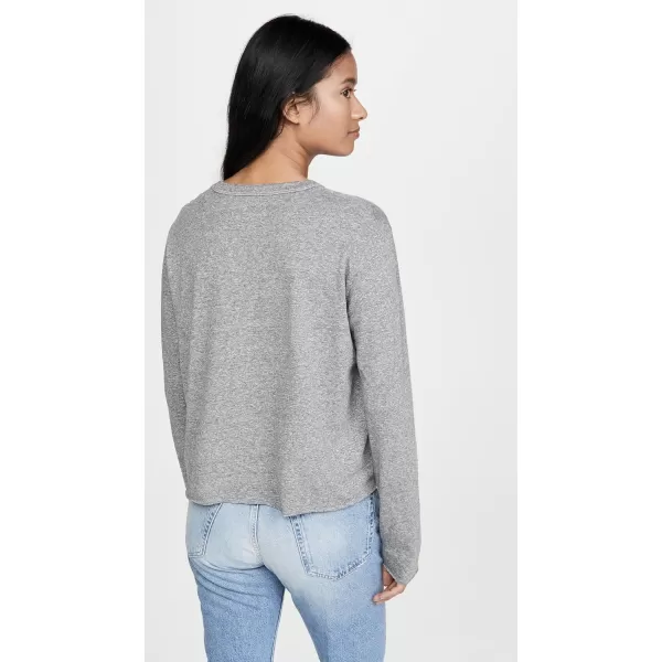 THE GREAT Womens The Long Sleeve Crop TeeHeather Grey