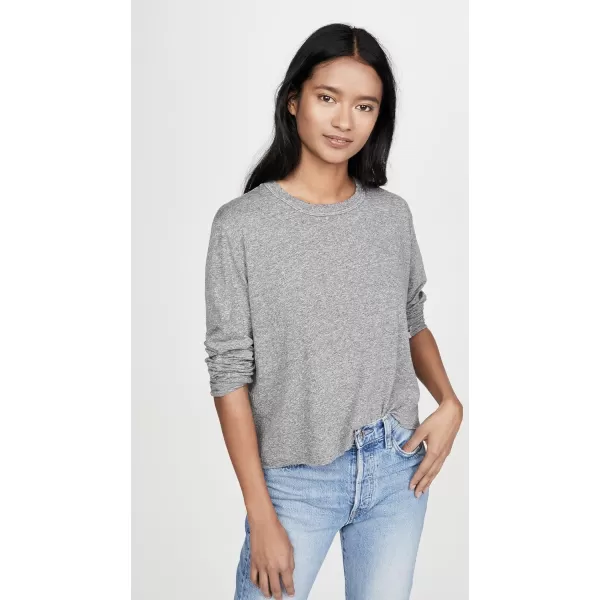 THE GREAT Womens The Long Sleeve Crop TeeHeather Grey