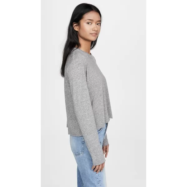 THE GREAT Womens The Long Sleeve Crop TeeHeather Grey