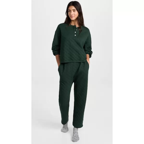 THE GREAT Womens The Quilted Henley Sleep SweatshirtPine