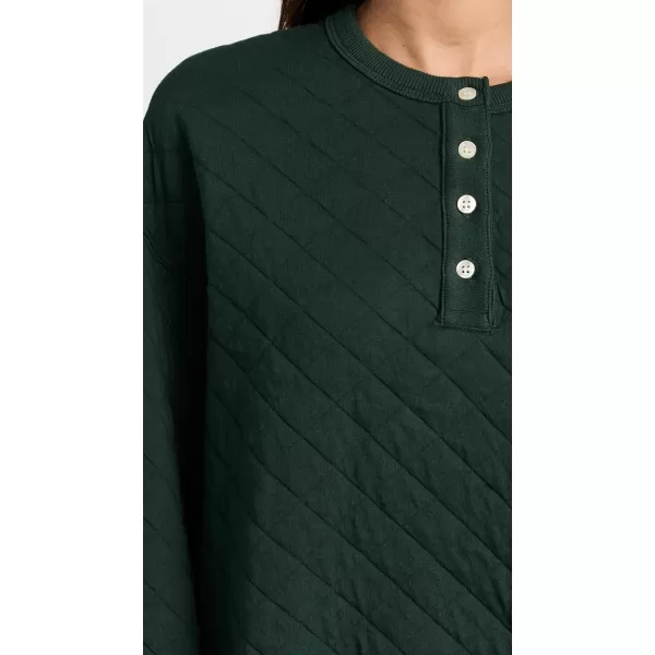 THE GREAT Womens The Quilted Henley Sleep SweatshirtPine