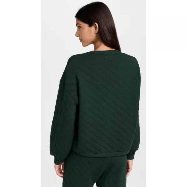 THE GREAT Womens The Quilted Henley Sleep SweatshirtPine