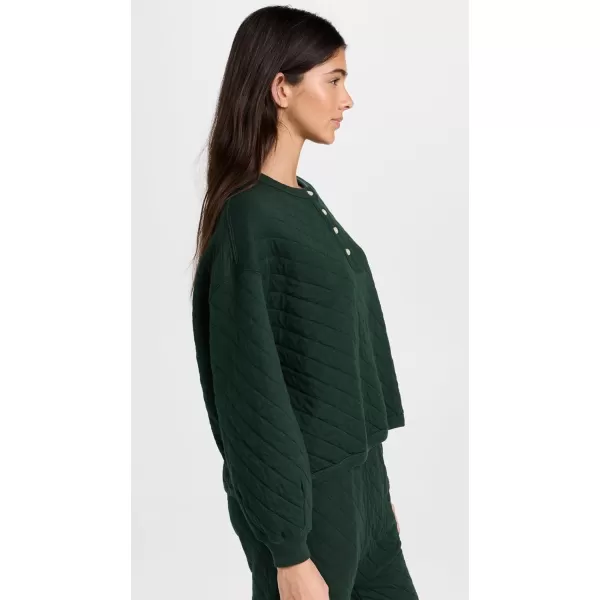 THE GREAT Womens The Quilted Henley Sleep SweatshirtPine