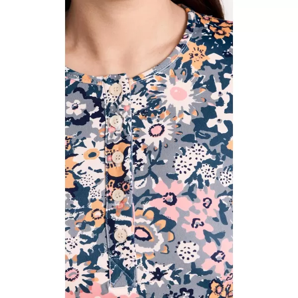 THE GREAT Womens The Rashgaurd HenleyNavy Heirloom Floral