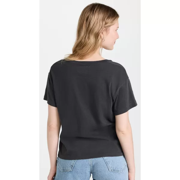 THE GREAT Womens The V Neck TeeWashed Black