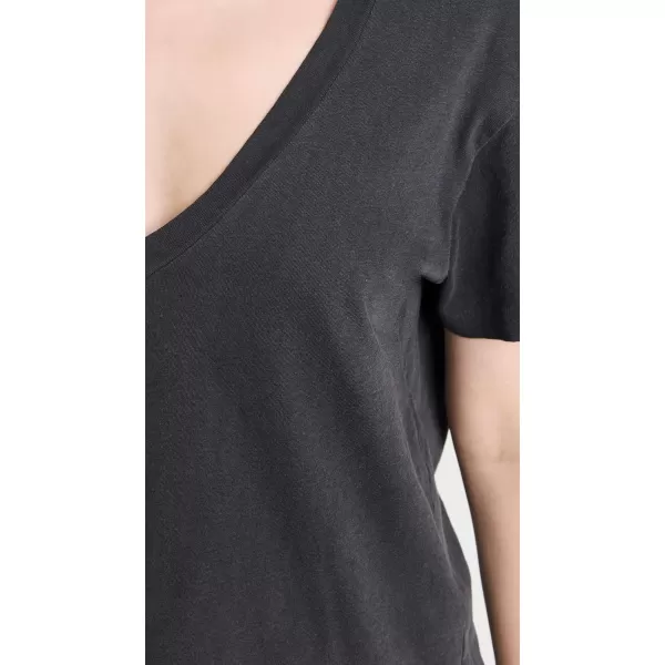 THE GREAT Womens The V Neck TeeWashed Black