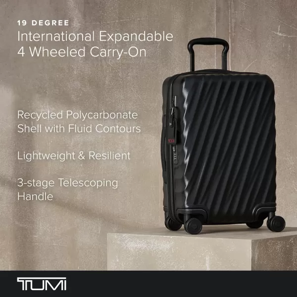 TUMI  19 Degree International Expandable 4Wheel Carry On  Hard Shell Carry On Luggage  Rolling Carry On Luggage for Plane amp International Travel  BlackBlack Texture