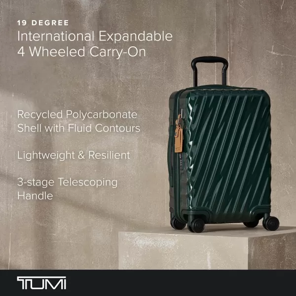 TUMI  19 Degree International Expandable 4Wheel Carry On  Hard Shell Carry On Luggage  Rolling Carry On Luggage for Plane amp International Travel  BlackHunter Green