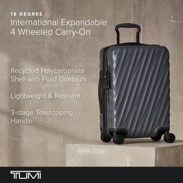 TUMI  19 Degree International Expandable 4Wheel Carry On  Hard Shell Carry On Luggage  Rolling Carry On Luggage for Plane amp International Travel  BlackGrey Texture