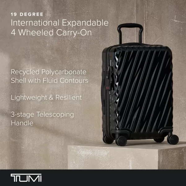 TUMI  19 Degree International Expandable 4Wheel Carry On  Hard Shell Carry On Luggage  Rolling Carry On Luggage for Plane amp International Travel  BlackBlack