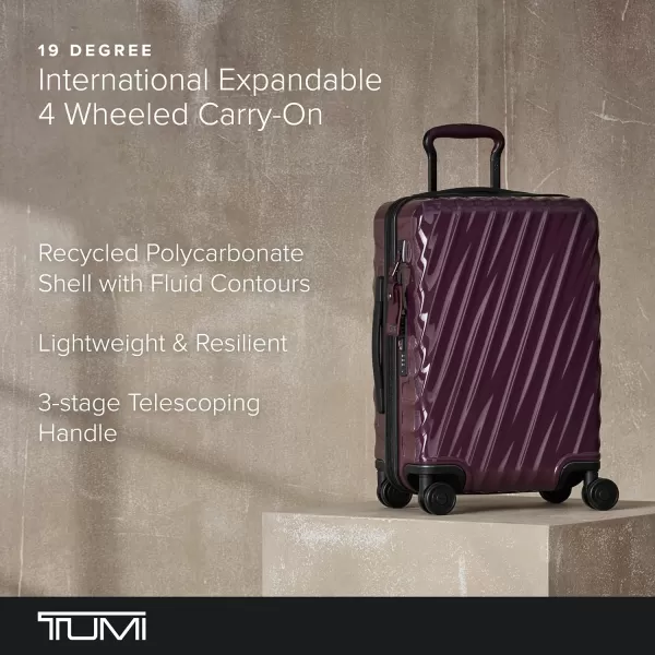 TUMI  19 Degree International Expandable 4Wheel Carry On  Hard Shell Carry On Luggage  Rolling Carry On Luggage for Plane amp International Travel  BlackDeep Plum