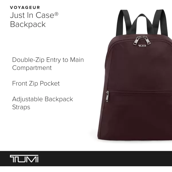 TUMI Just In Case Backpack  Small Travel Bag for Women amp Men  Carry Travel Accessories  Traveling Backpack amp Work Backpack  BlackGoldDeep Plum